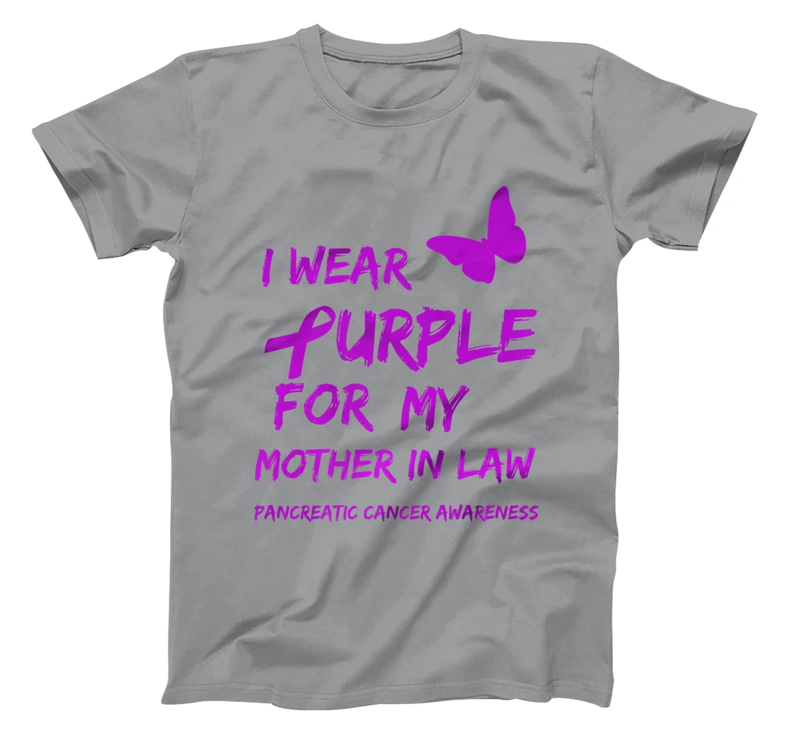 Pancreatic Cancer I Wear Purple for my Mother in law Ribbon T-Shirt, Kid T-Shirt and Women T-Shirt