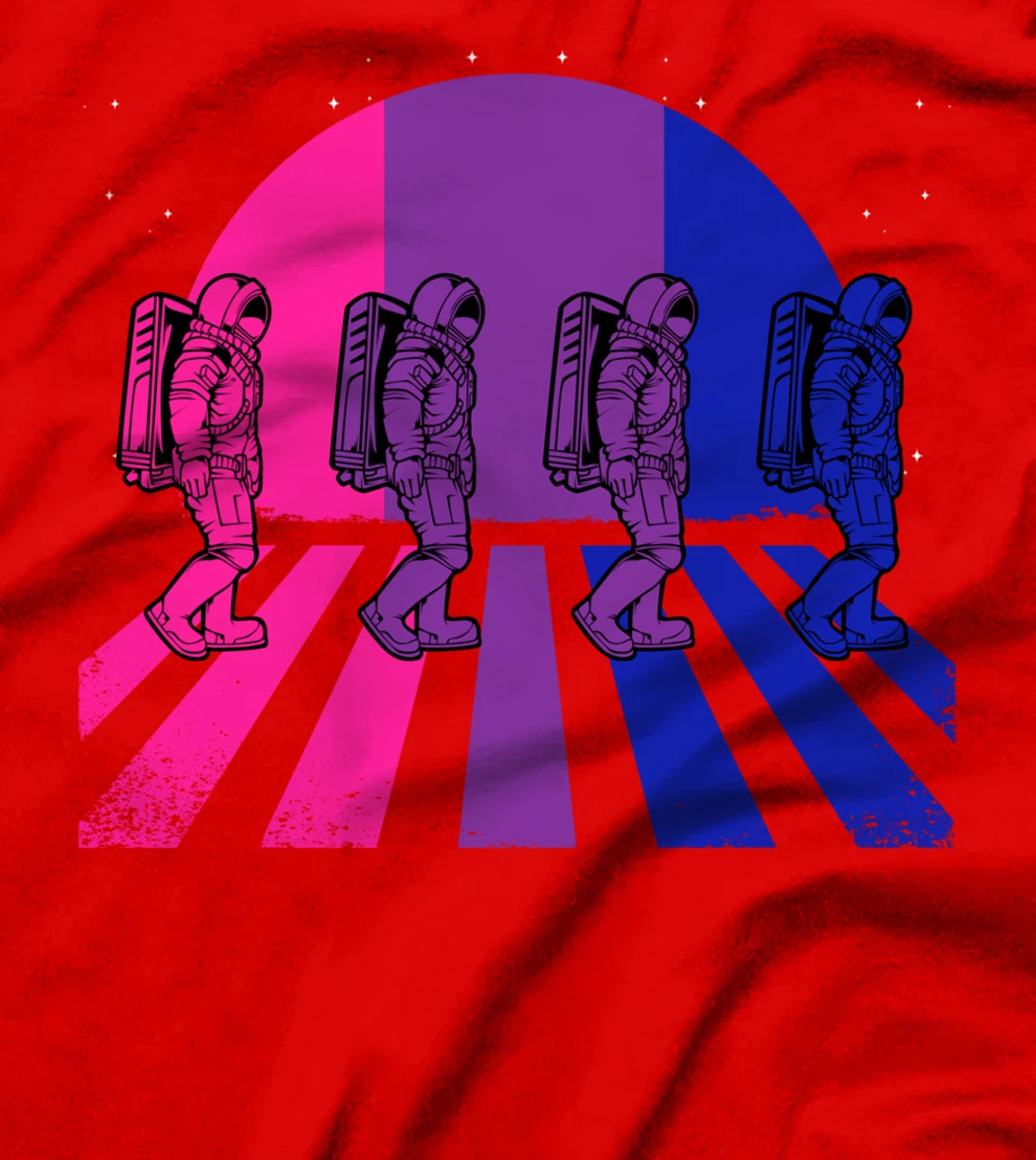 Bisexual Astronaut LGBT-Q Retro Space Subtle Bi Pride Flag T-Shirt