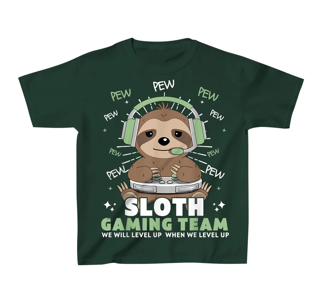 Sloth Gaming Team Funny Video Gamer We Will Level Up Slowly T-Shirt, Kid T-Shirt and Women T-Shirt