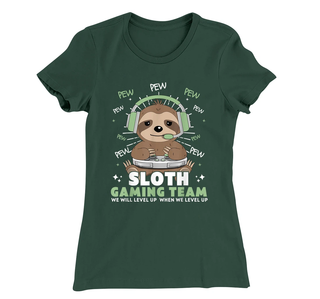 Sloth Gaming Team Funny Video Gamer We Will Level Up Slowly T-Shirt, Kid T-Shirt and Women T-Shirt