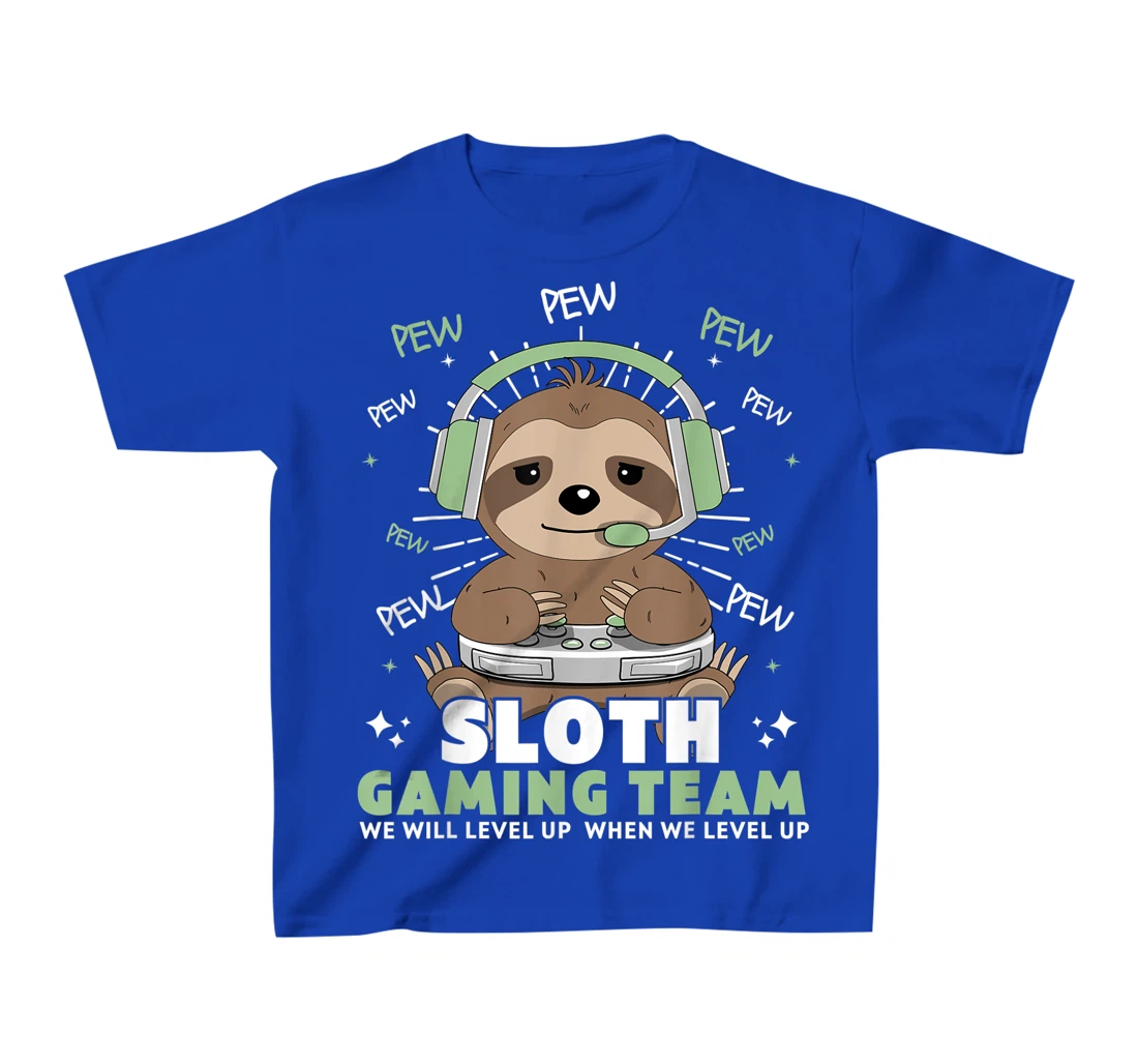 Sloth Gaming Team Funny Video Gamer We Will Level Up Slowly T-Shirt, Kid T-Shirt and Women T-Shirt