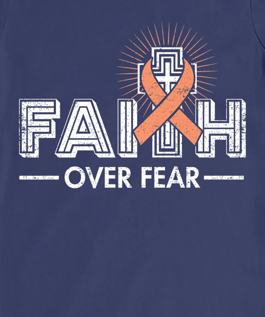 Faith over Fear Peach Ribbon Uterine Cancer T-Shirt, Women T-Shirt