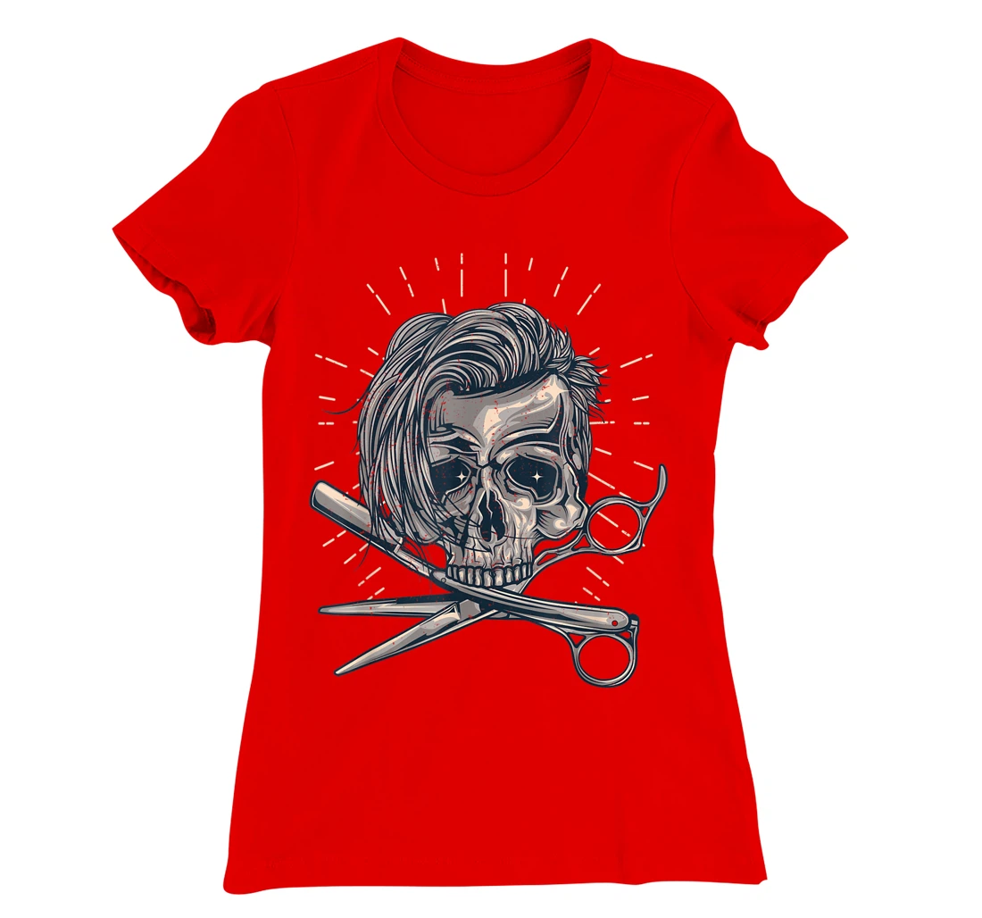 Funny Hairdresser Designs For Men Women Skull Hair Stylist T-Shirt, Women T-Shirt