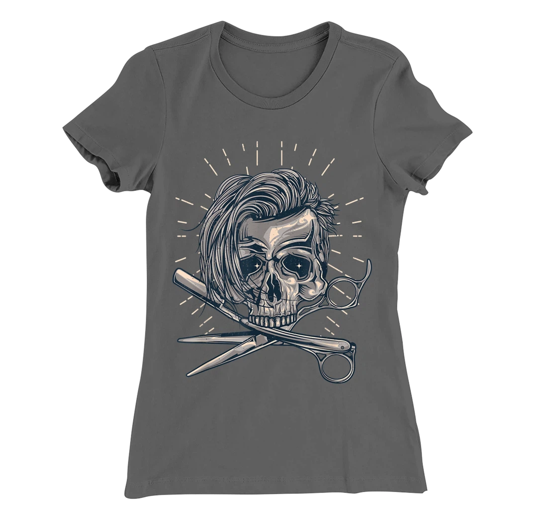 Funny Hairdresser Designs For Men Women Skull Hair Stylist T-Shirt, Women T-Shirt