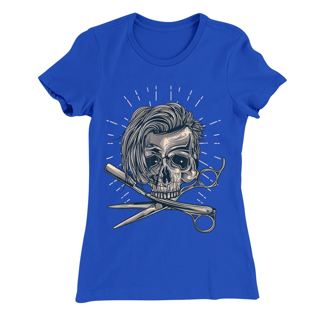 Funny Hairdresser Designs For Men Women Skull Hair Stylist T-Shirt, Women T-Shirt