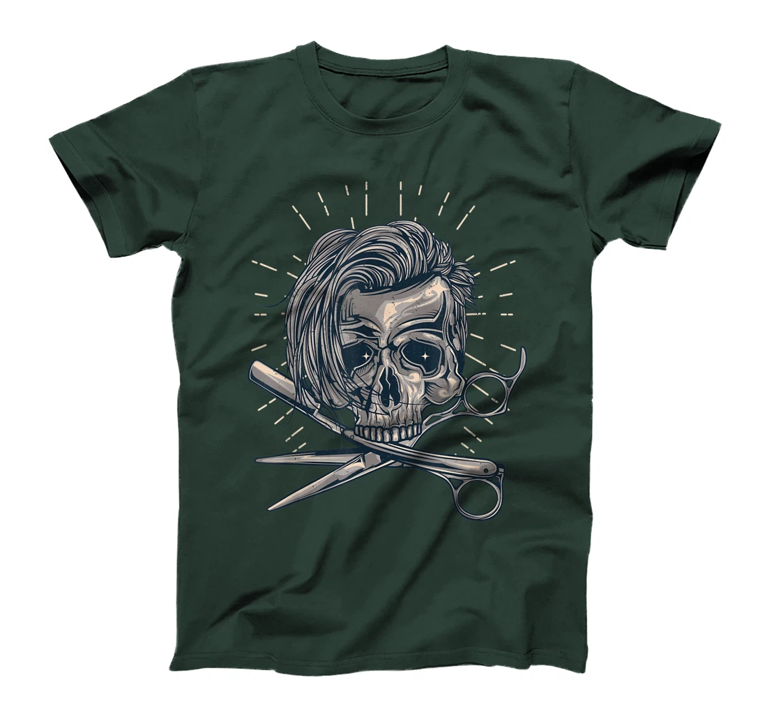 Funny Hairdresser Designs For Men Women Skull Hair Stylist T-Shirt, Women T-Shirt