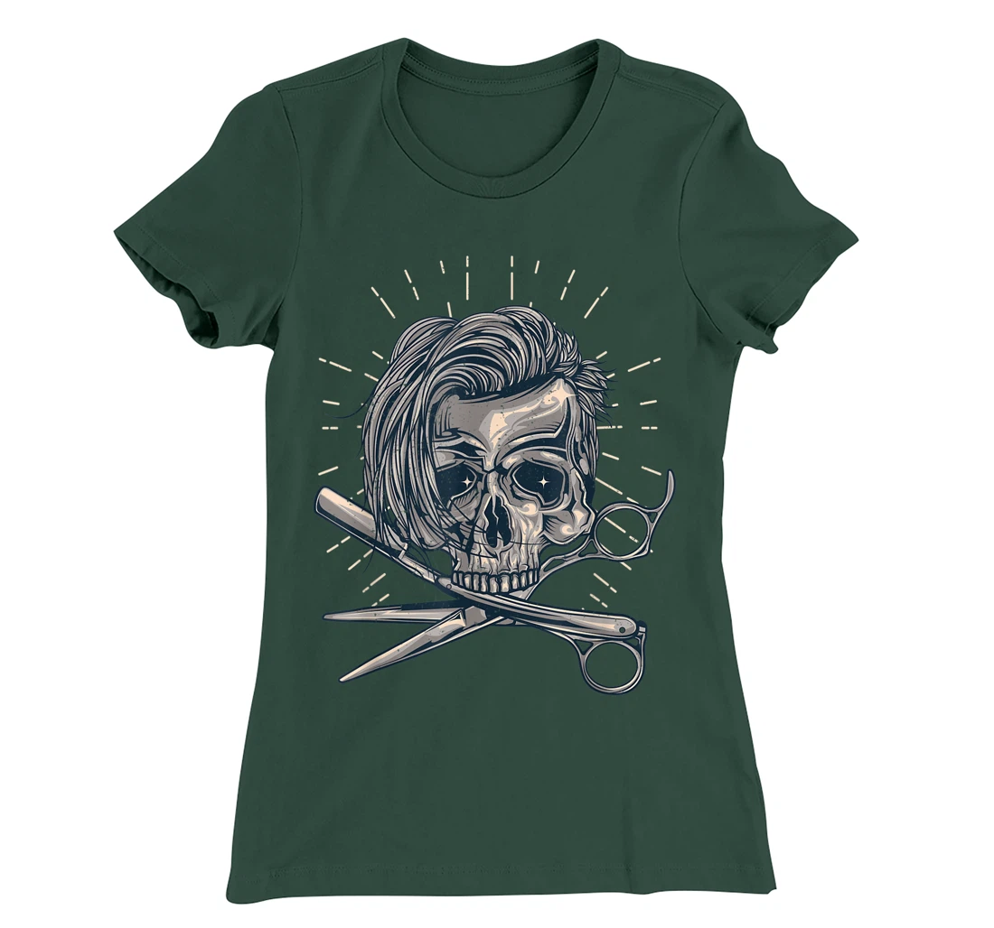 Funny Hairdresser Designs For Men Women Skull Hair Stylist T-Shirt, Women T-Shirt