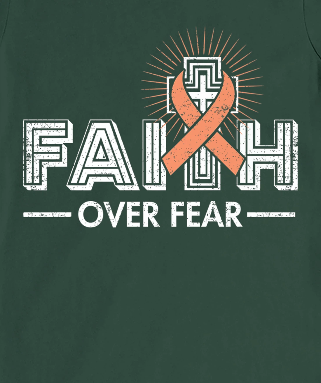 Faith over Fear Peach Ribbon Uterine Cancer T-Shirt, Women T-Shirt