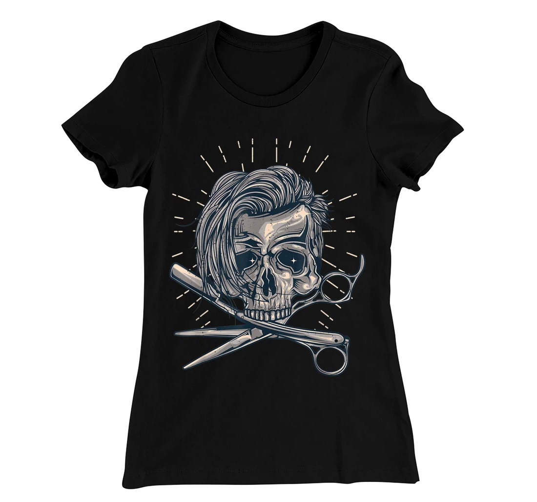 Funny Hairdresser Designs For Men Women Skull Hair Stylist T-Shirt, Women T-Shirt