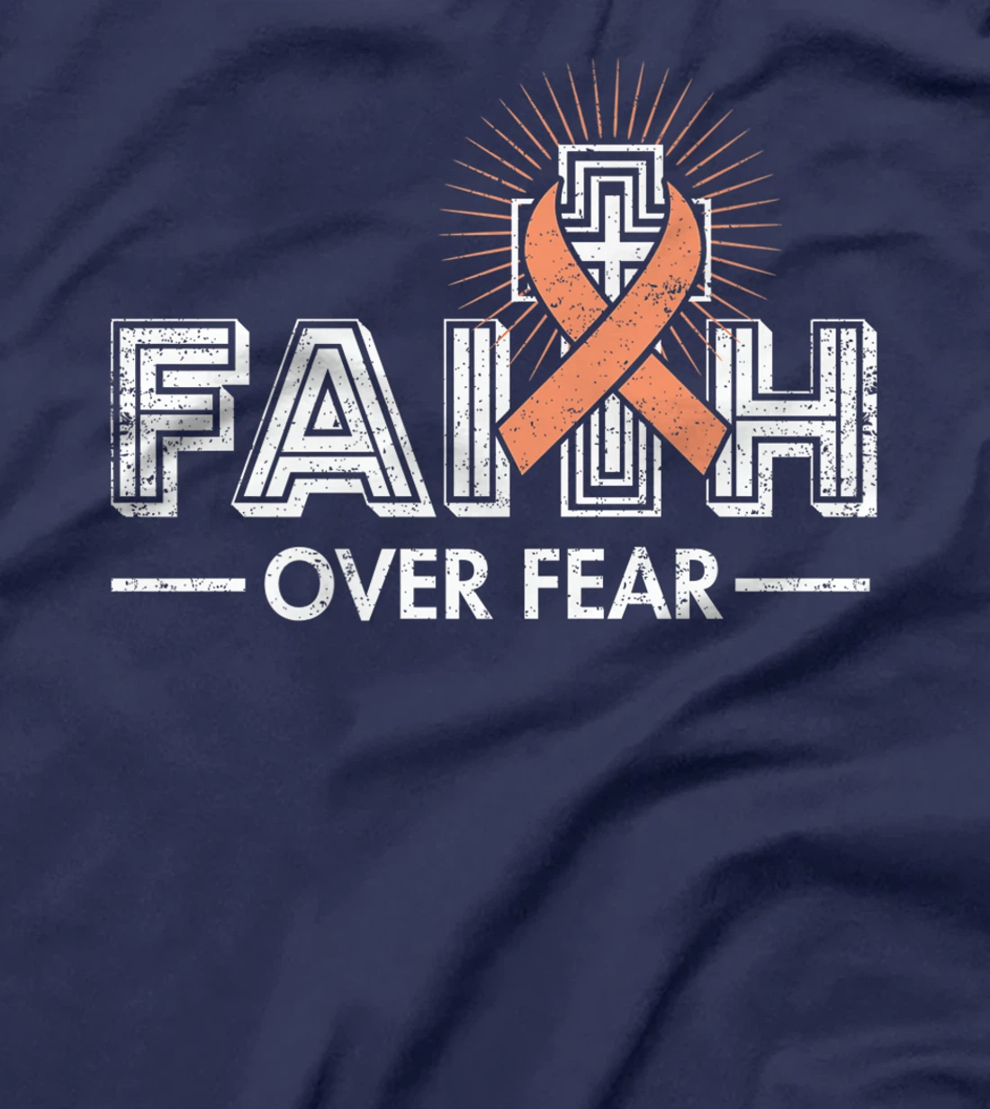 Faith over Fear Peach Ribbon Uterine Cancer T-Shirt, Women T-Shirt