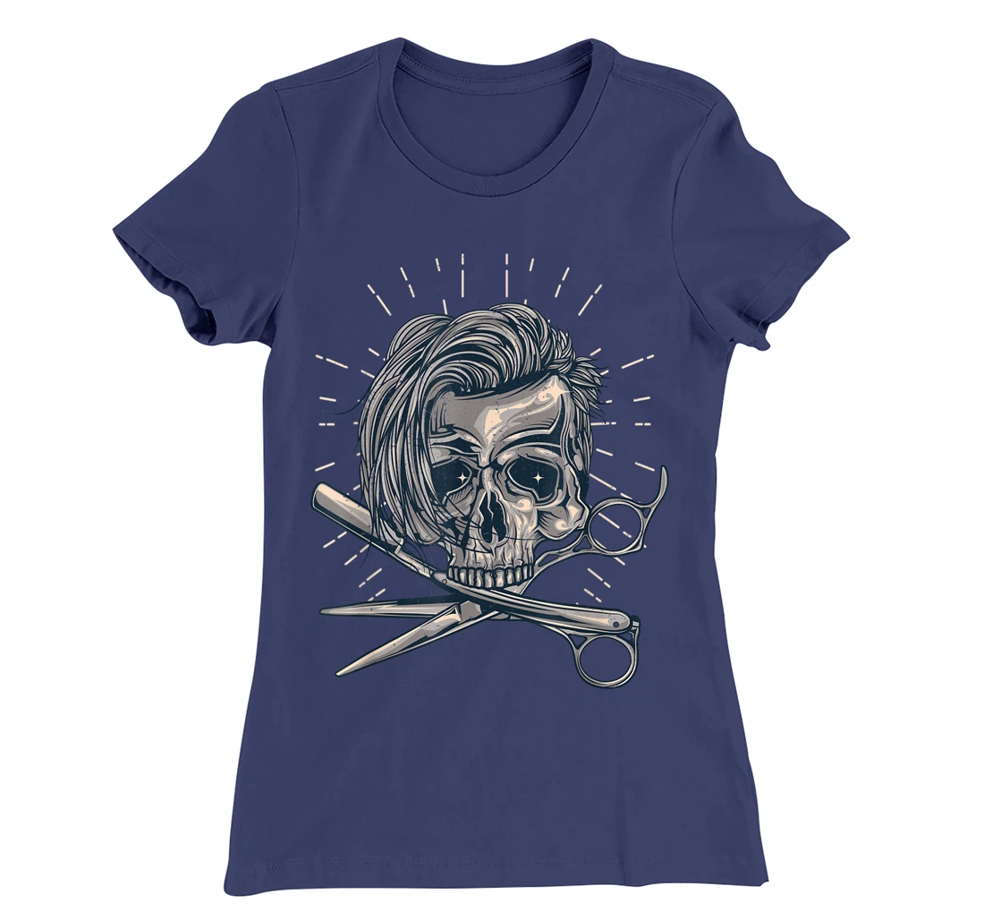 Funny Hairdresser Designs For Men Women Skull Hair Stylist T-Shirt, Women T-Shirt