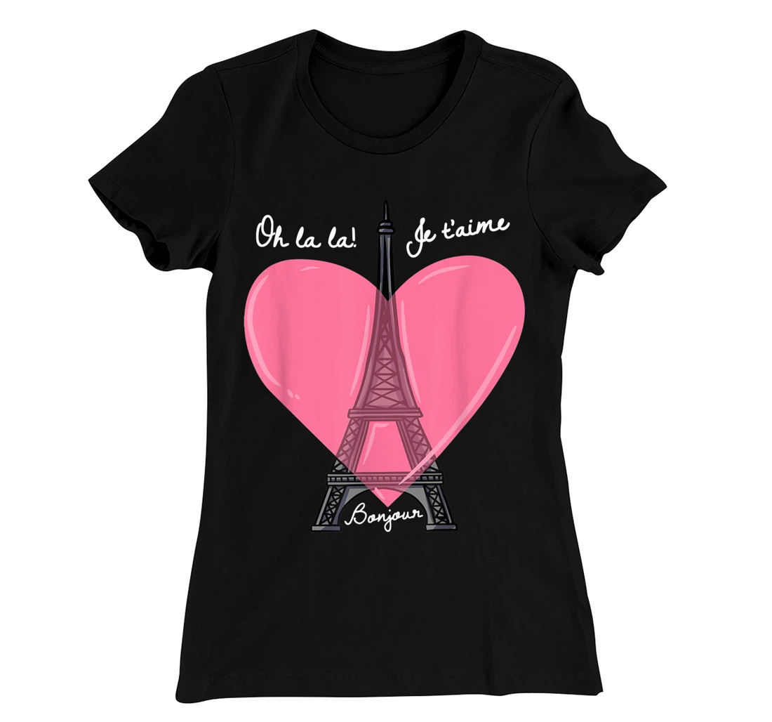 French Themed Souvenirs Pink Eiffel Tower Paris France T-Shirt, Kid T-Shirt and Women T-Shirt