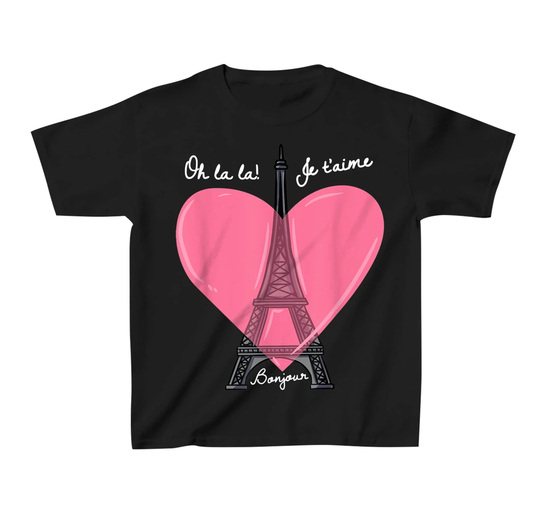 French Themed Souvenirs Pink Eiffel Tower Paris France T-Shirt, Kid T-Shirt and Women T-Shirt