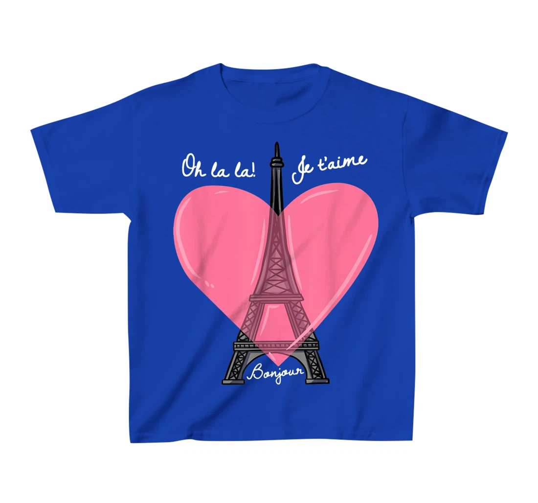French Themed Souvenirs Pink Eiffel Tower Paris France T-Shirt, Kid T-Shirt and Women T-Shirt