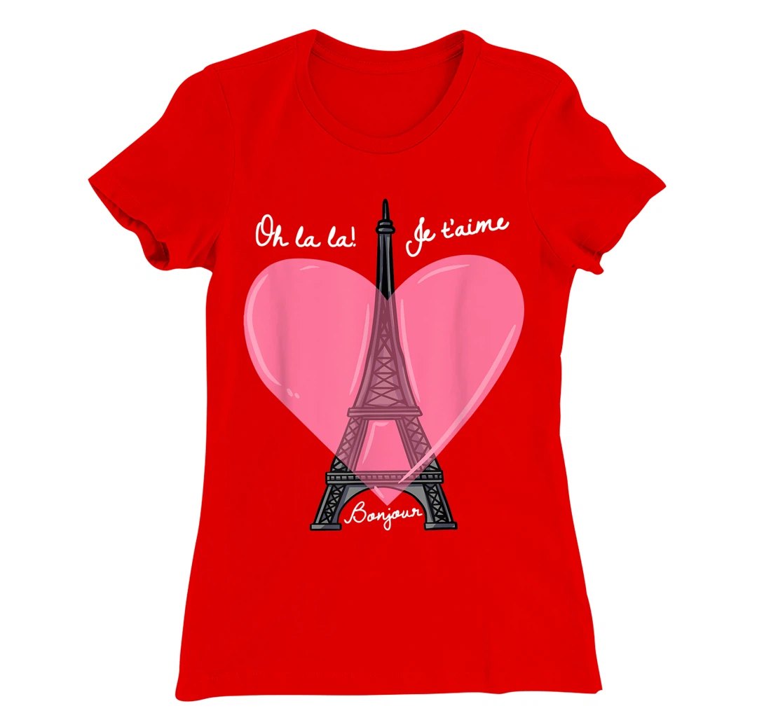 French Themed Souvenirs Pink Eiffel Tower Paris France T-Shirt, Kid T-Shirt and Women T-Shirt