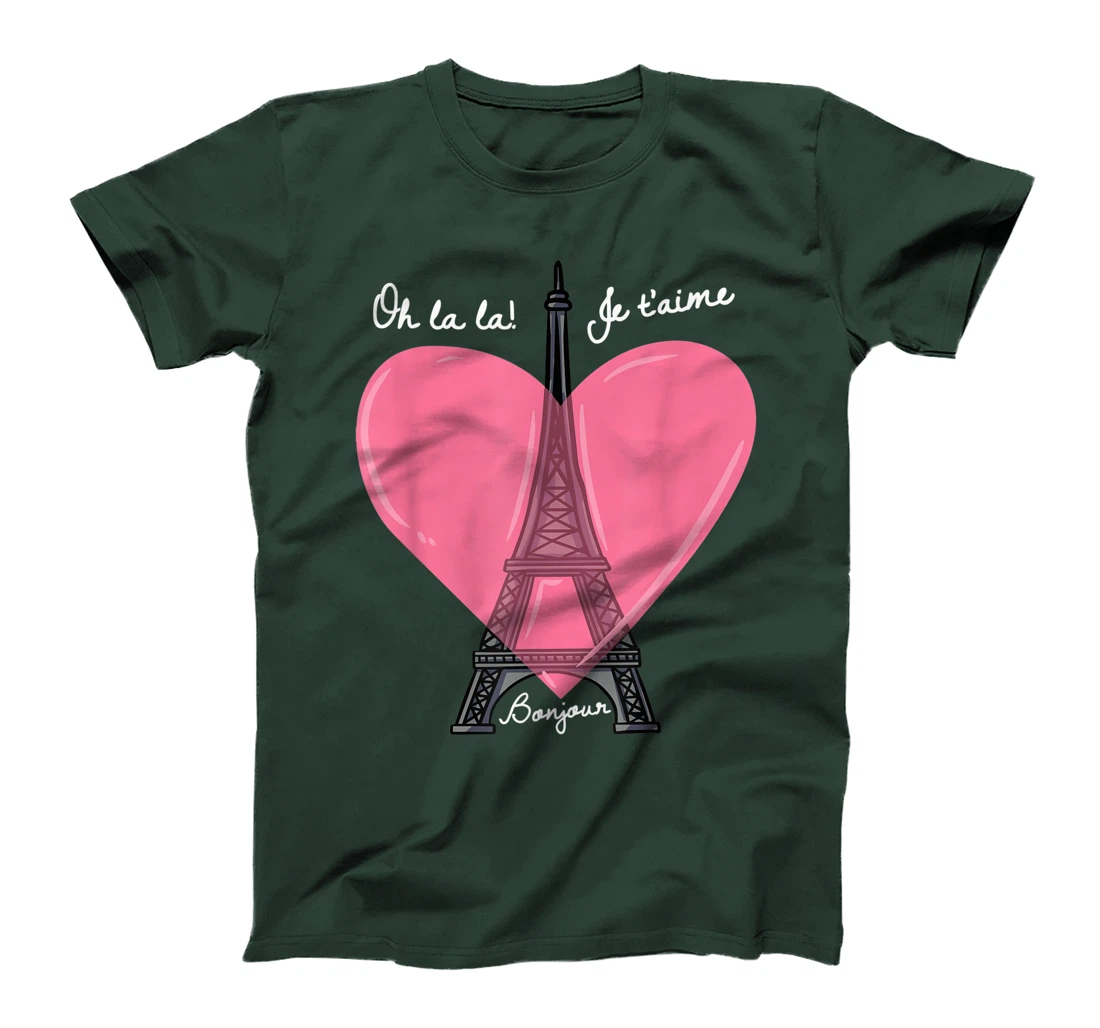 French Themed Souvenirs Pink Eiffel Tower Paris France T-Shirt, Kid T-Shirt and Women T-Shirt