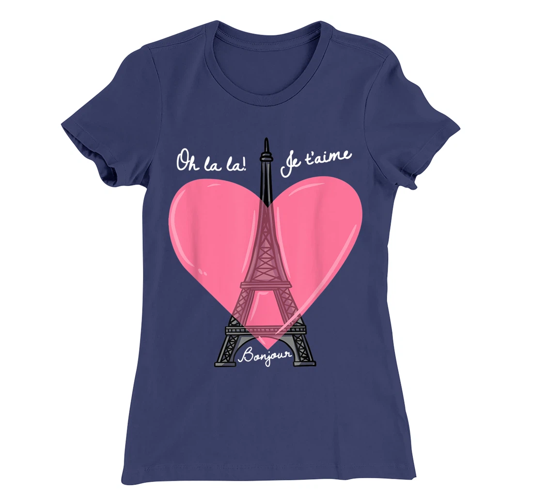 French Themed Souvenirs Pink Eiffel Tower Paris France T-Shirt, Kid T-Shirt and Women T-Shirt
