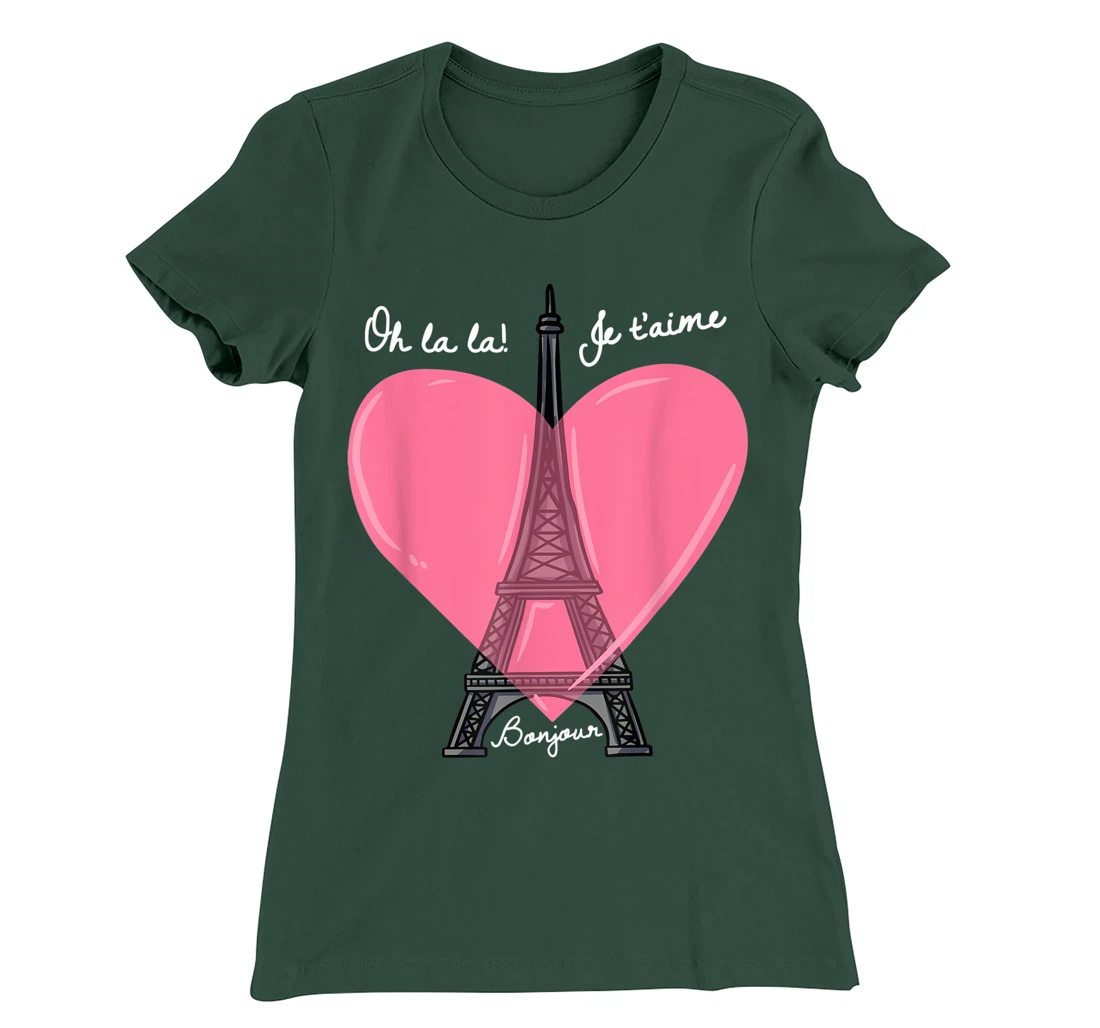 French Themed Souvenirs Pink Eiffel Tower Paris France T-Shirt, Kid T-Shirt and Women T-Shirt