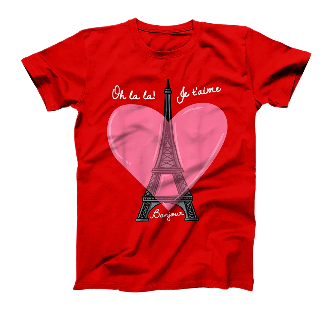 French Themed Souvenirs Pink Eiffel Tower Paris France T-Shirt, Kid T-Shirt and Women T-Shirt