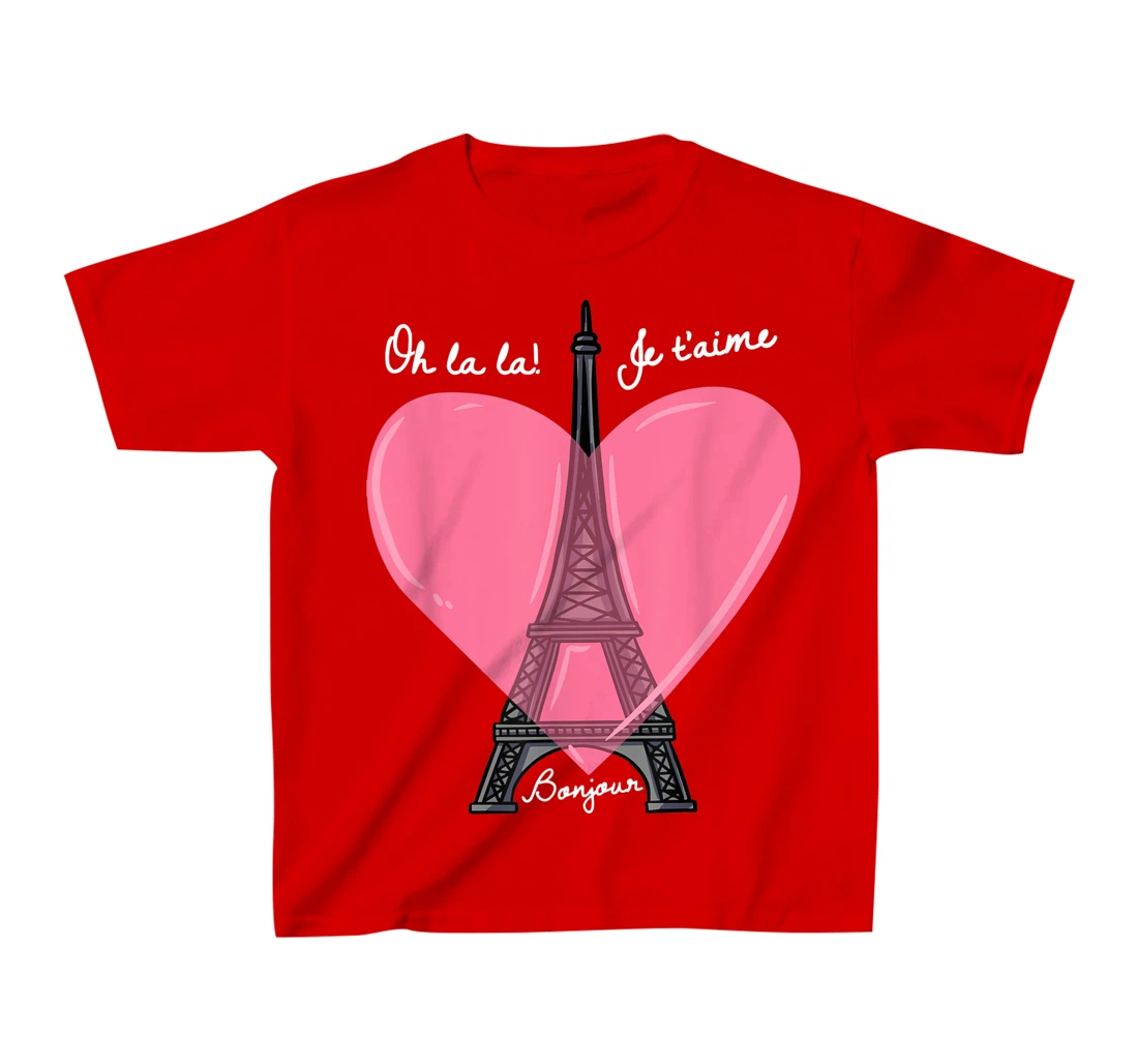 French Themed Souvenirs Pink Eiffel Tower Paris France T-Shirt, Kid T-Shirt and Women T-Shirt
