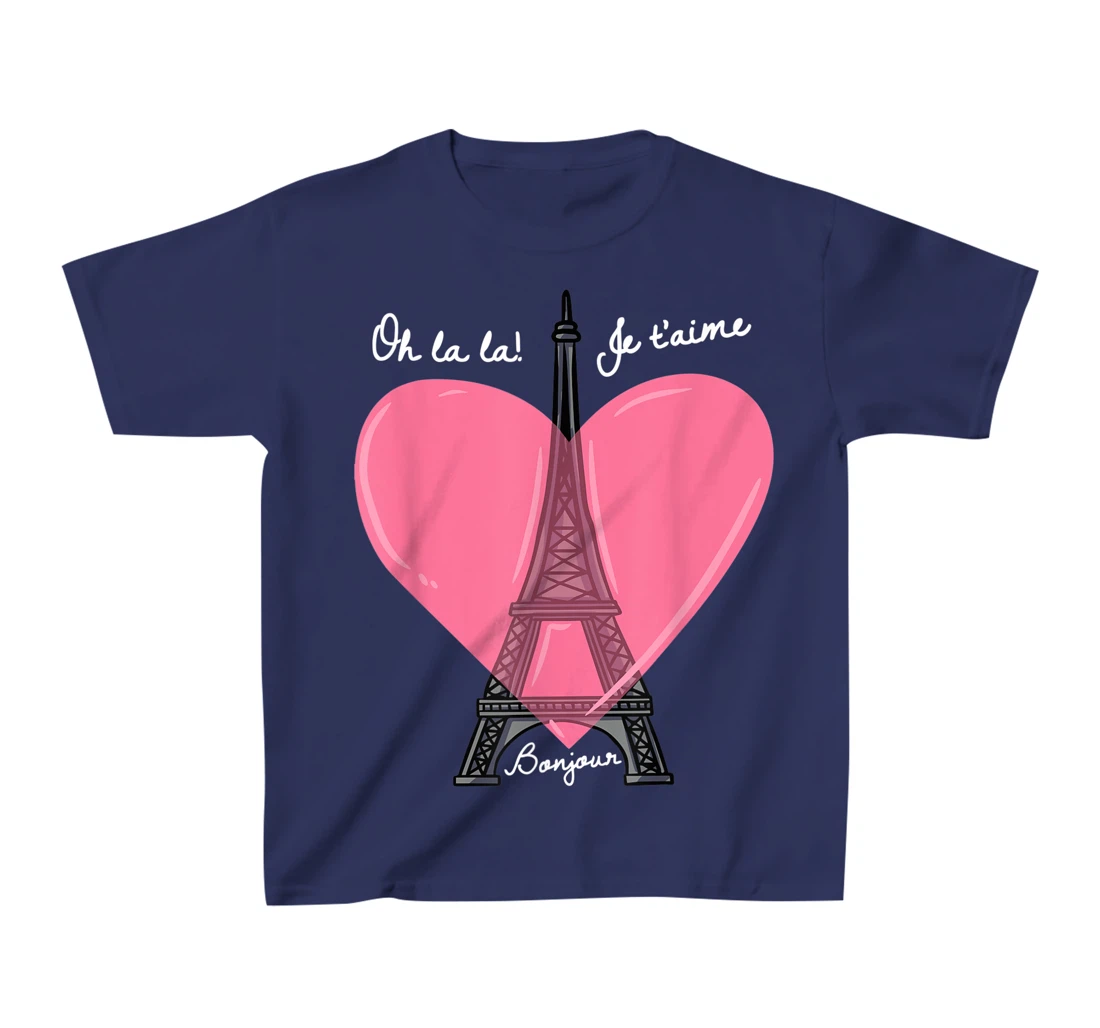 French Themed Souvenirs Pink Eiffel Tower Paris France T-Shirt, Kid T-Shirt and Women T-Shirt