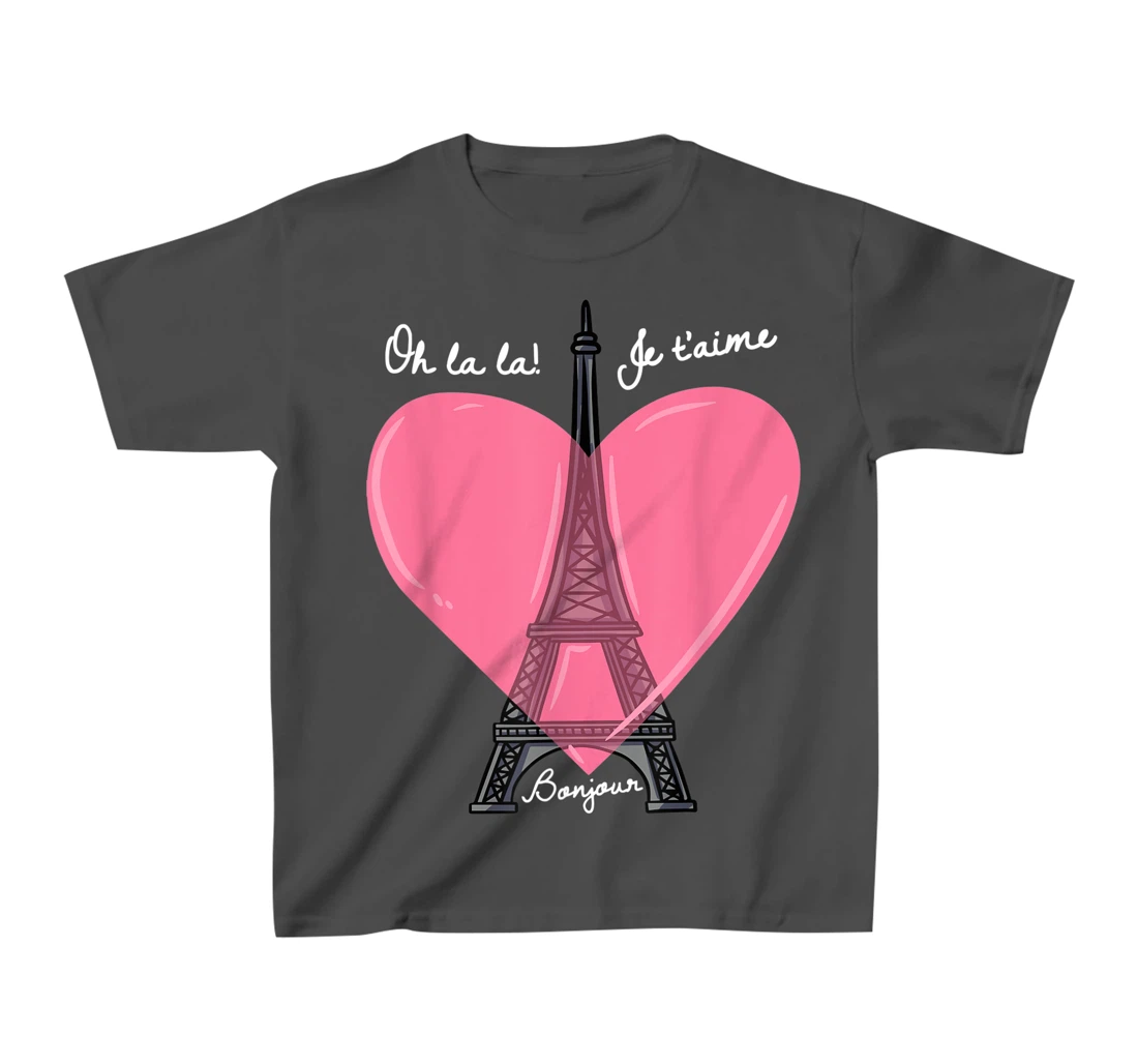 French Themed Souvenirs Pink Eiffel Tower Paris France T-Shirt, Kid T-Shirt and Women T-Shirt