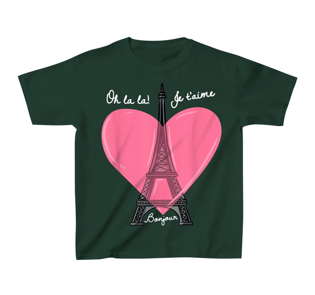 French Themed Souvenirs Pink Eiffel Tower Paris France T-Shirt, Kid T-Shirt and Women T-Shirt