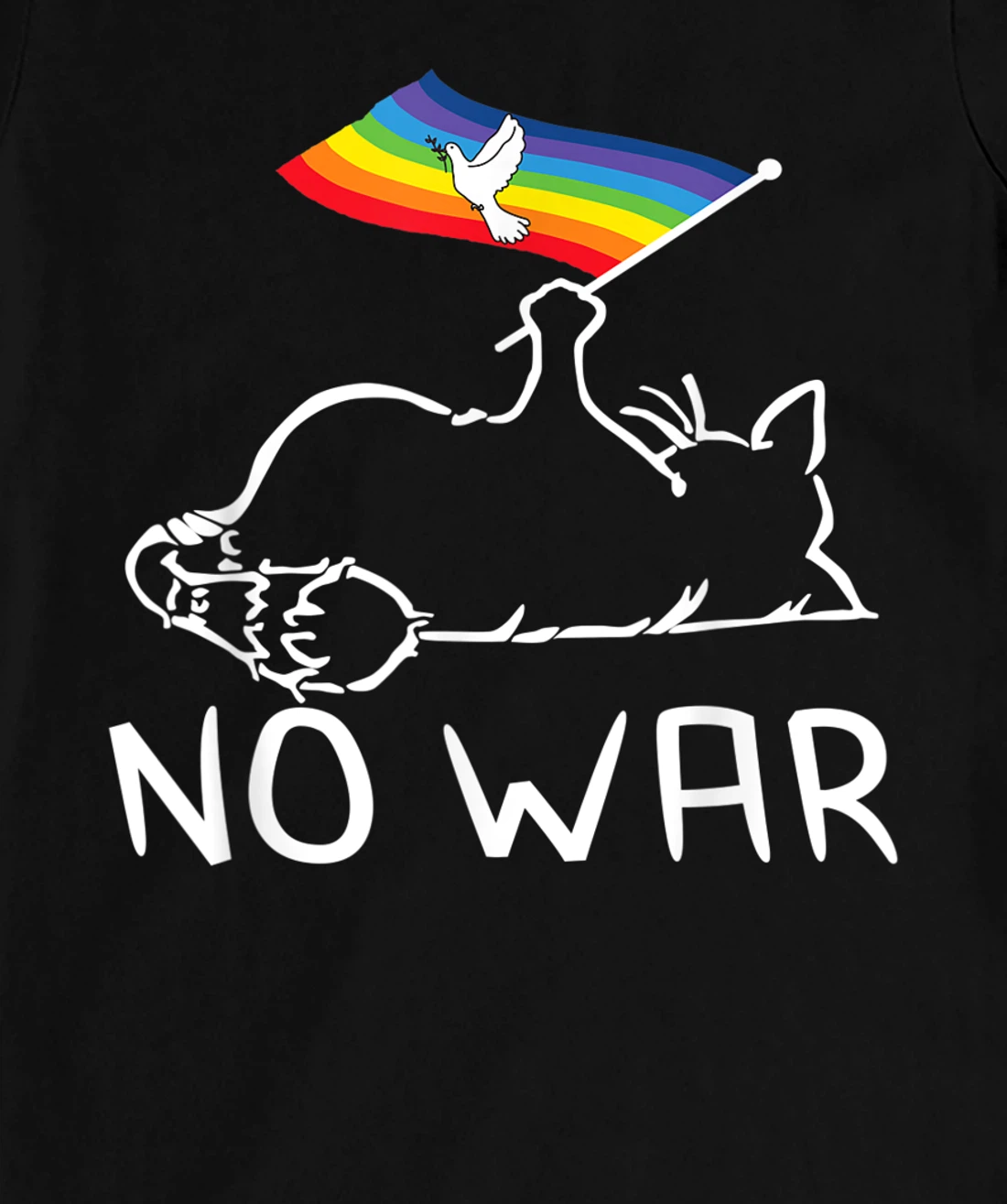 No War Peace Movement World Peace -Flag Cat T-Shirt, Women T-Shirt