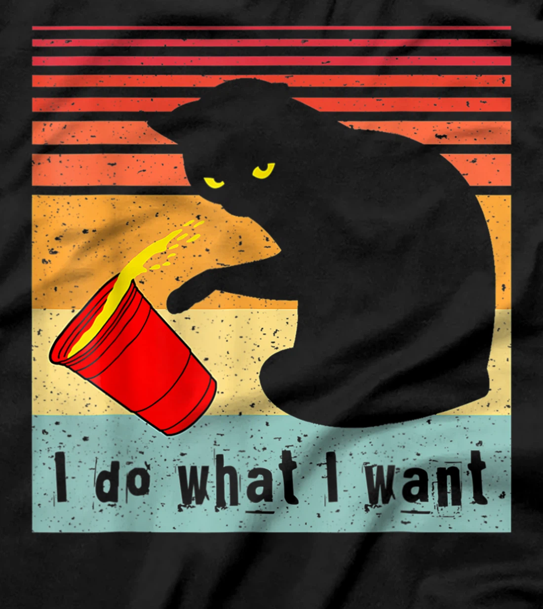 Do What I Want Vintage Black Cat Red Cup Funny My Cat T-Shirt, Women T-Shirt
