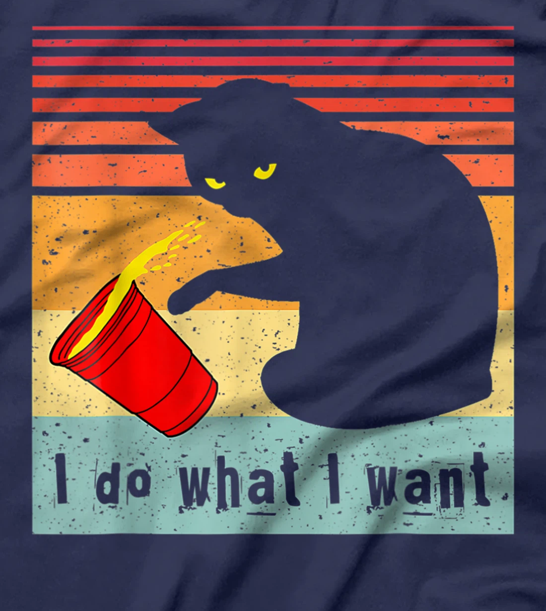 Do What I Want Vintage Black Cat Red Cup Funny My Cat T-Shirt, Women T-Shirt