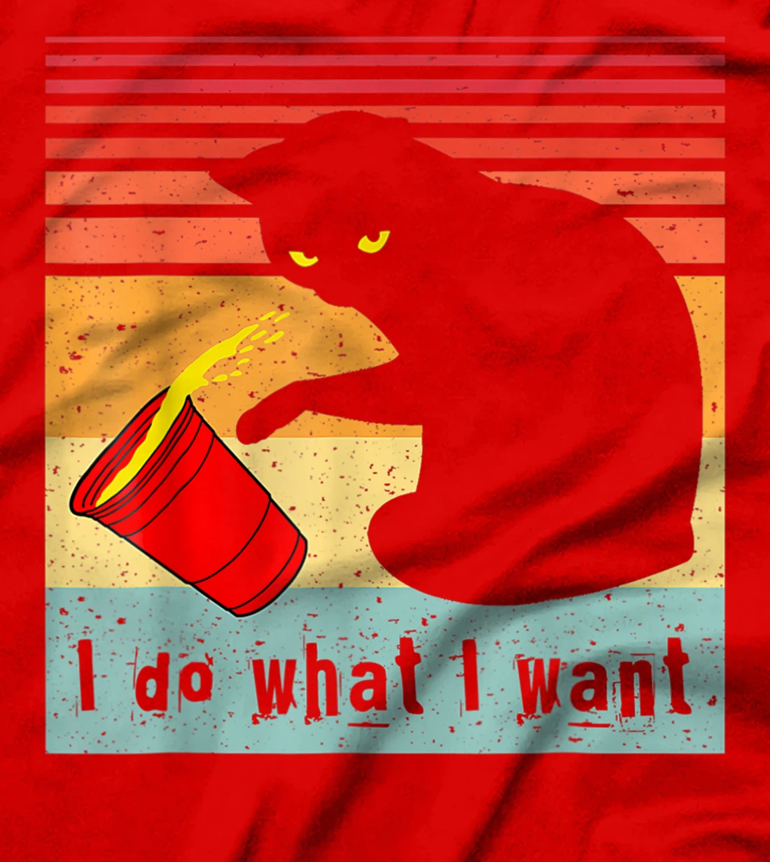 Do What I Want Vintage Black Cat Red Cup Funny My Cat T-Shirt, Women T-Shirt
