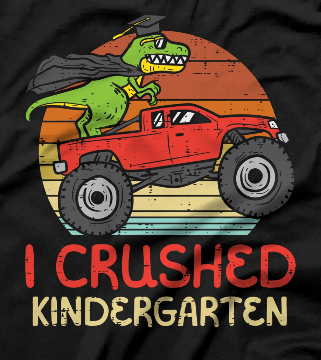 Trex Dino Monster Truck Crushed Kindergarten Graduation Boys T-Shirt