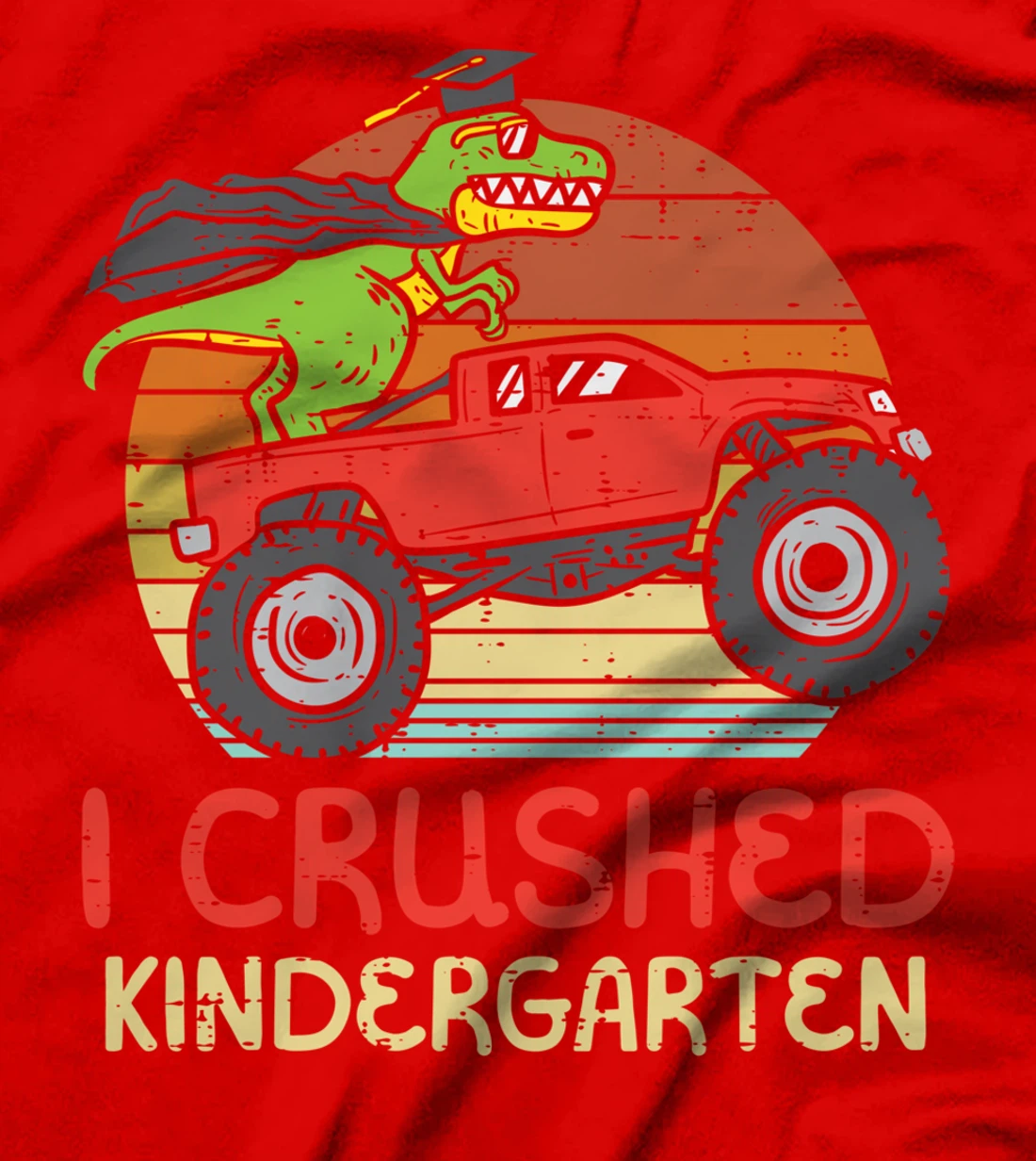 Trex Dino Monster Truck Crushed Kindergarten Graduation Boys T-Shirt