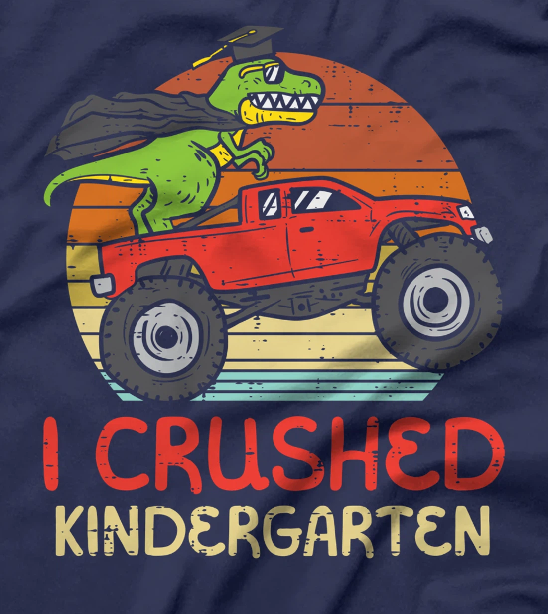Trex Dino Monster Truck Crushed Kindergarten Graduation Boys T-Shirt