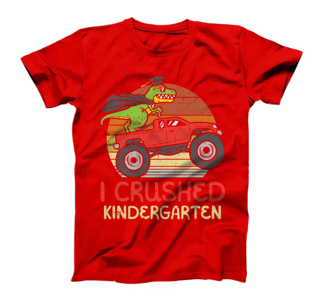 Trex Dino Monster Truck Crushed Kindergarten Graduation Boys T-Shirt