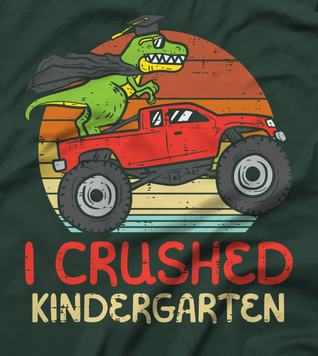Trex Dino Monster Truck Crushed Kindergarten Graduation Boys T-Shirt