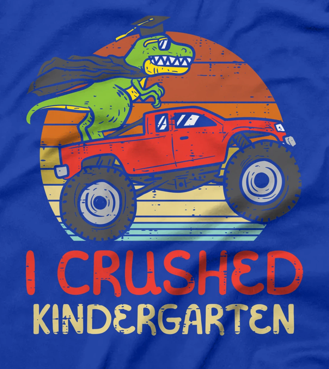 Trex Dino Monster Truck Crushed Kindergarten Graduation Boys T-Shirt