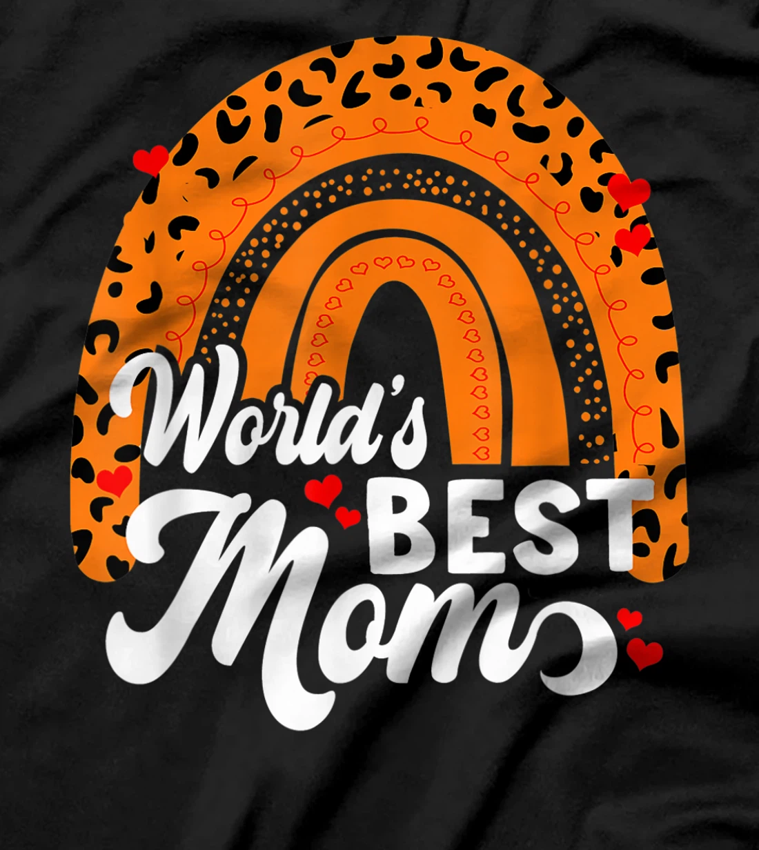 Women's World's Best Mom Leopard Rainbow T-Shirt, Women T-Shirt