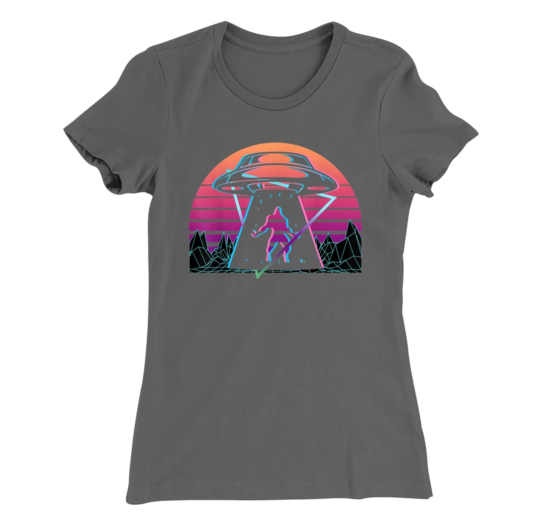 Bigfoot UFO Alien Abduction Retro T-Shirt, Women T-Shirt