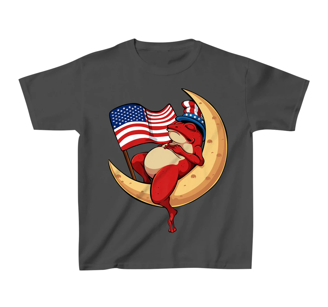 Patriotic Frog 4th Of July Cute Animal USA American Flag Hat T-Shirt, Kid T-Shirt and Women T-Shirt