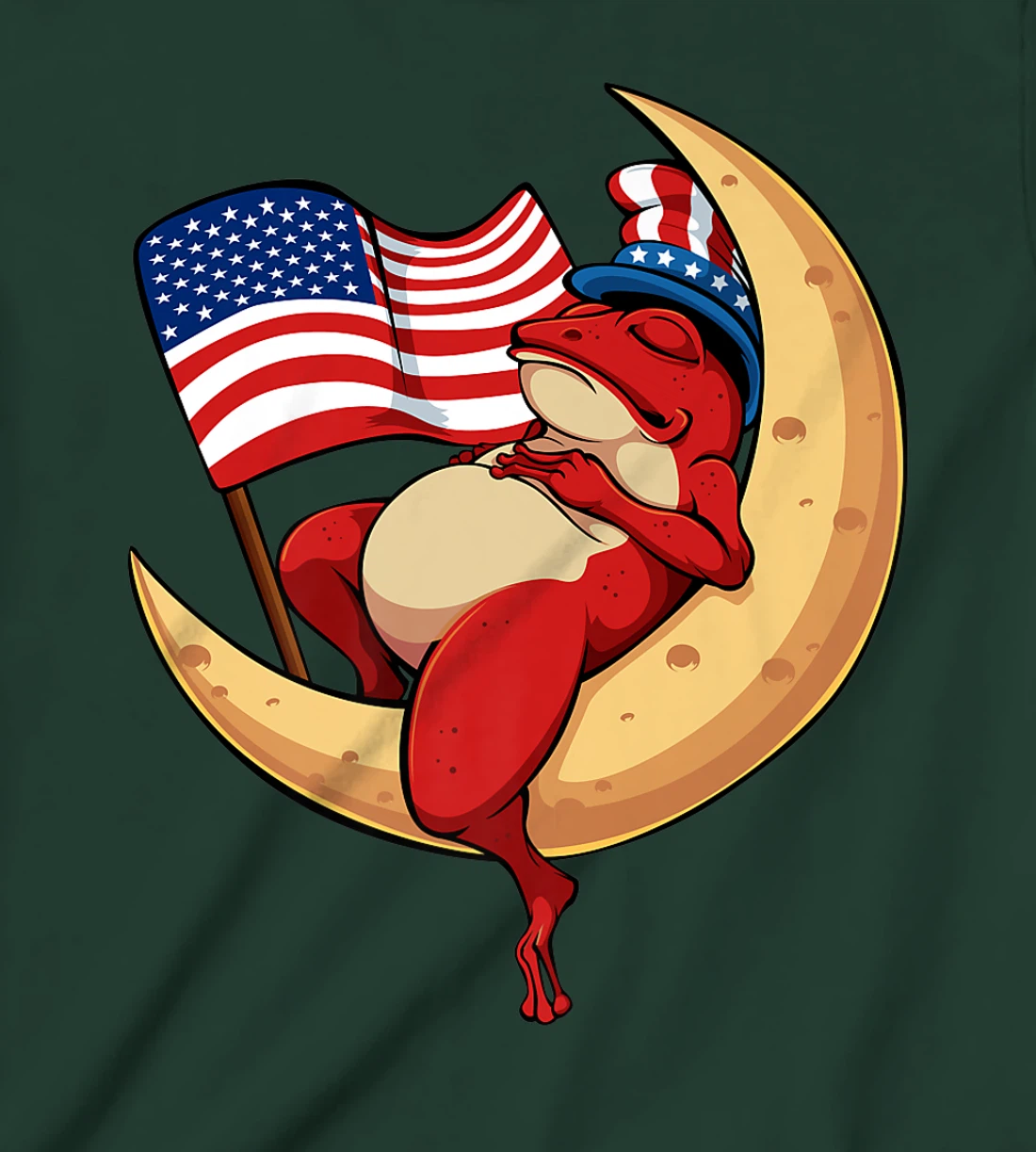Patriotic Frog 4th Of July Cute Animal USA American Flag Hat T-Shirt, Kid T-Shirt and Women T-Shirt