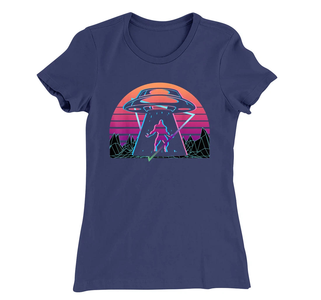 Bigfoot UFO Alien Abduction Retro T-Shirt, Women T-Shirt