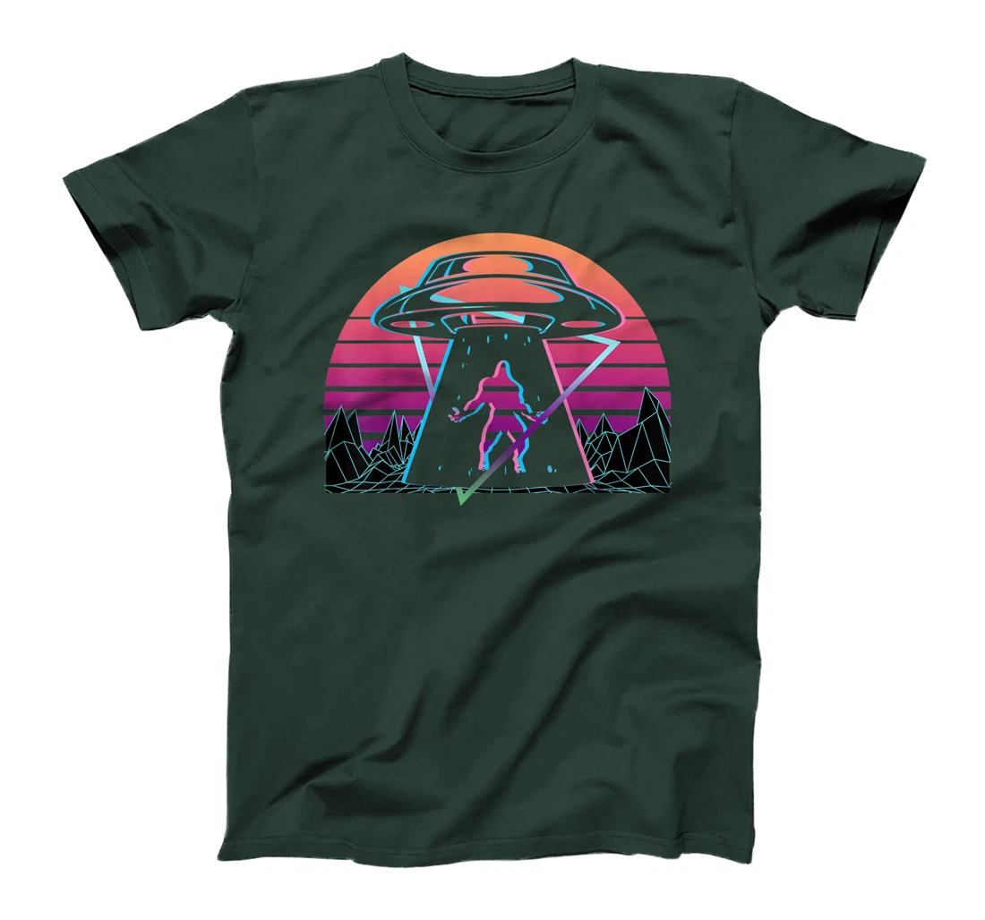 Bigfoot UFO Alien Abduction Retro T-Shirt, Women T-Shirt