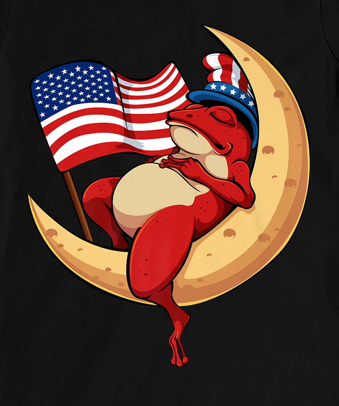 Patriotic Frog 4th Of July Cute Animal USA American Flag Hat T-Shirt, Kid T-Shirt and Women T-Shirt