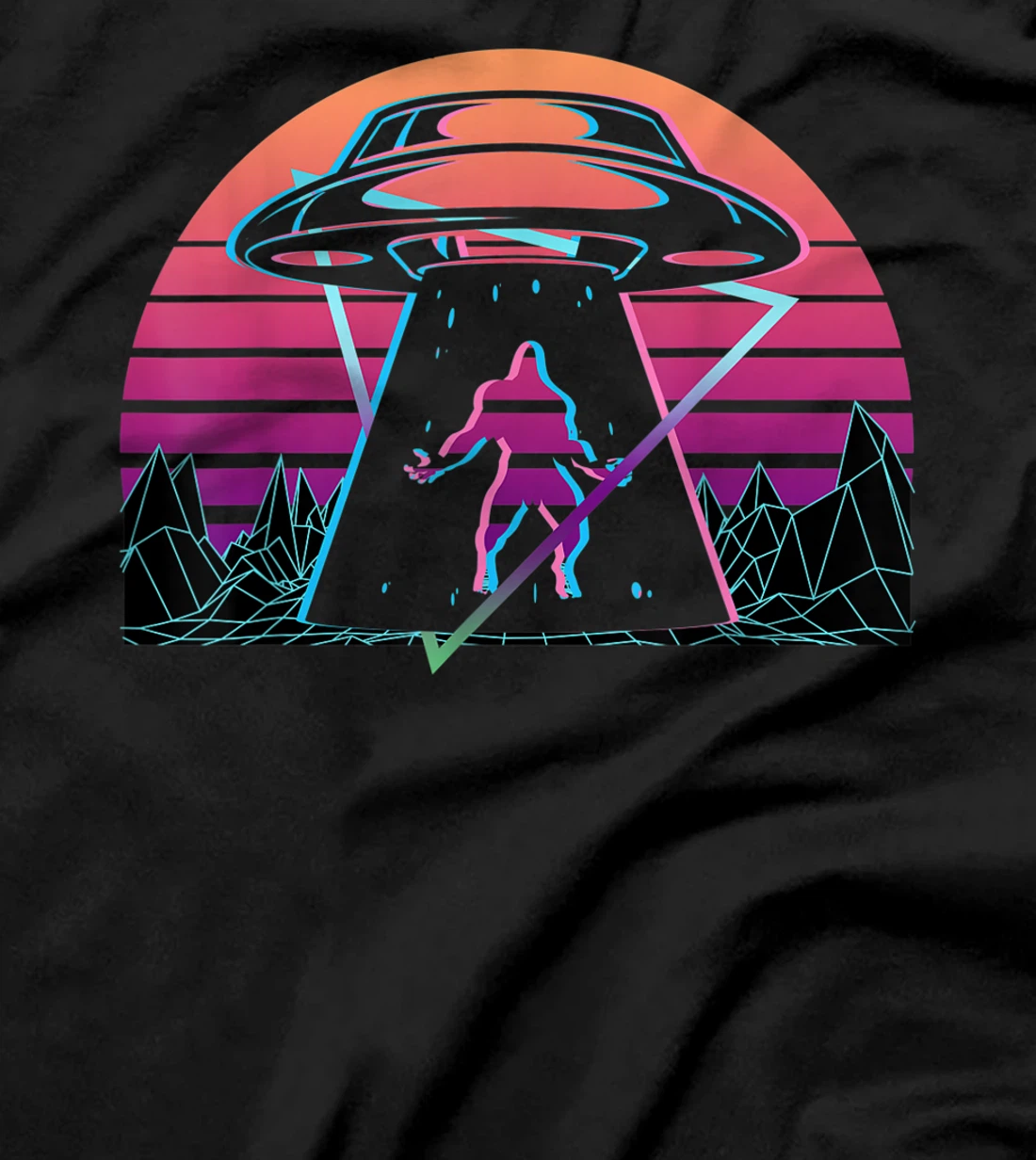 Bigfoot UFO Alien Abduction Retro T-Shirt, Women T-Shirt