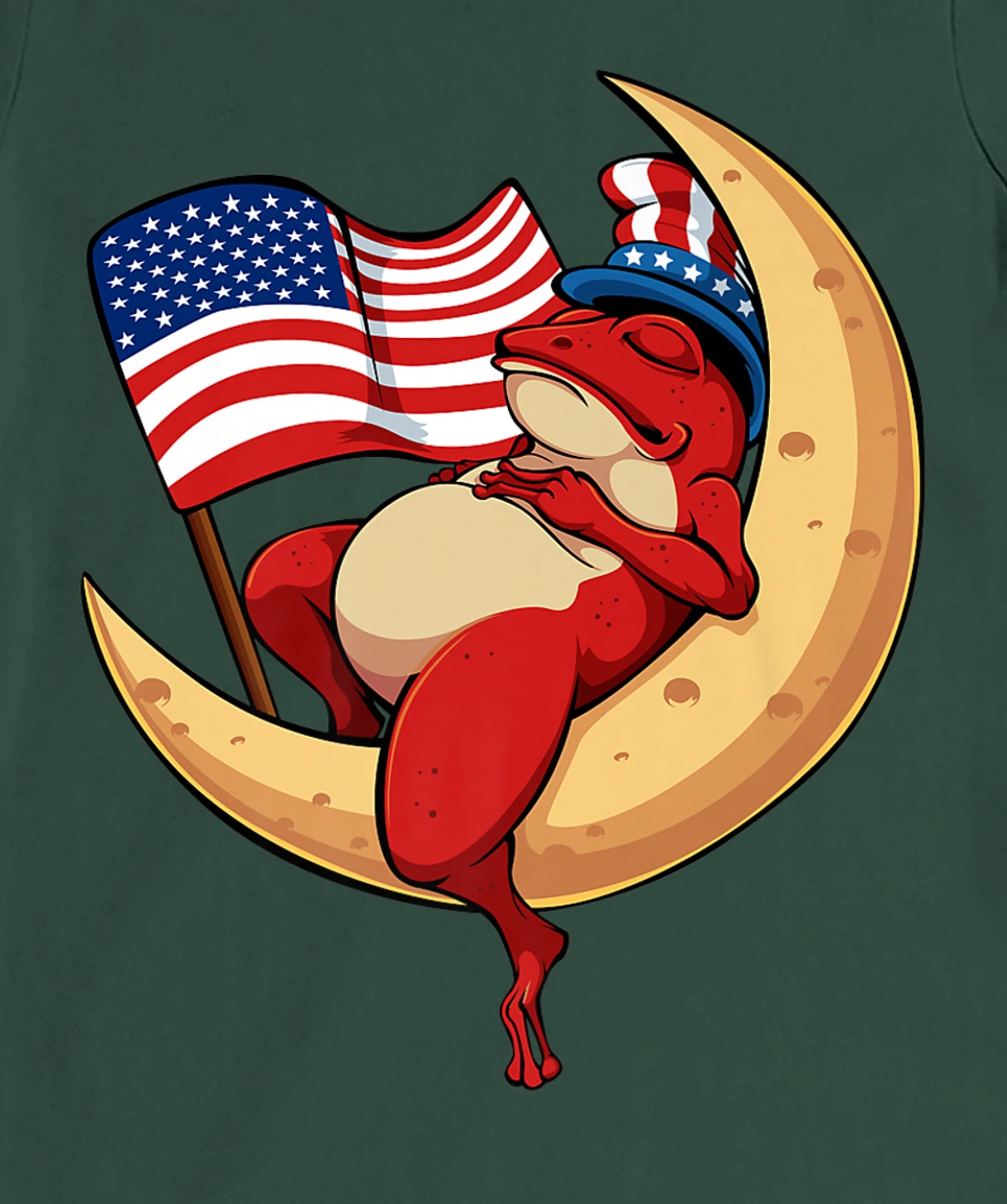 Patriotic Frog 4th Of July Cute Animal USA American Flag Hat T-Shirt, Kid T-Shirt and Women T-Shirt