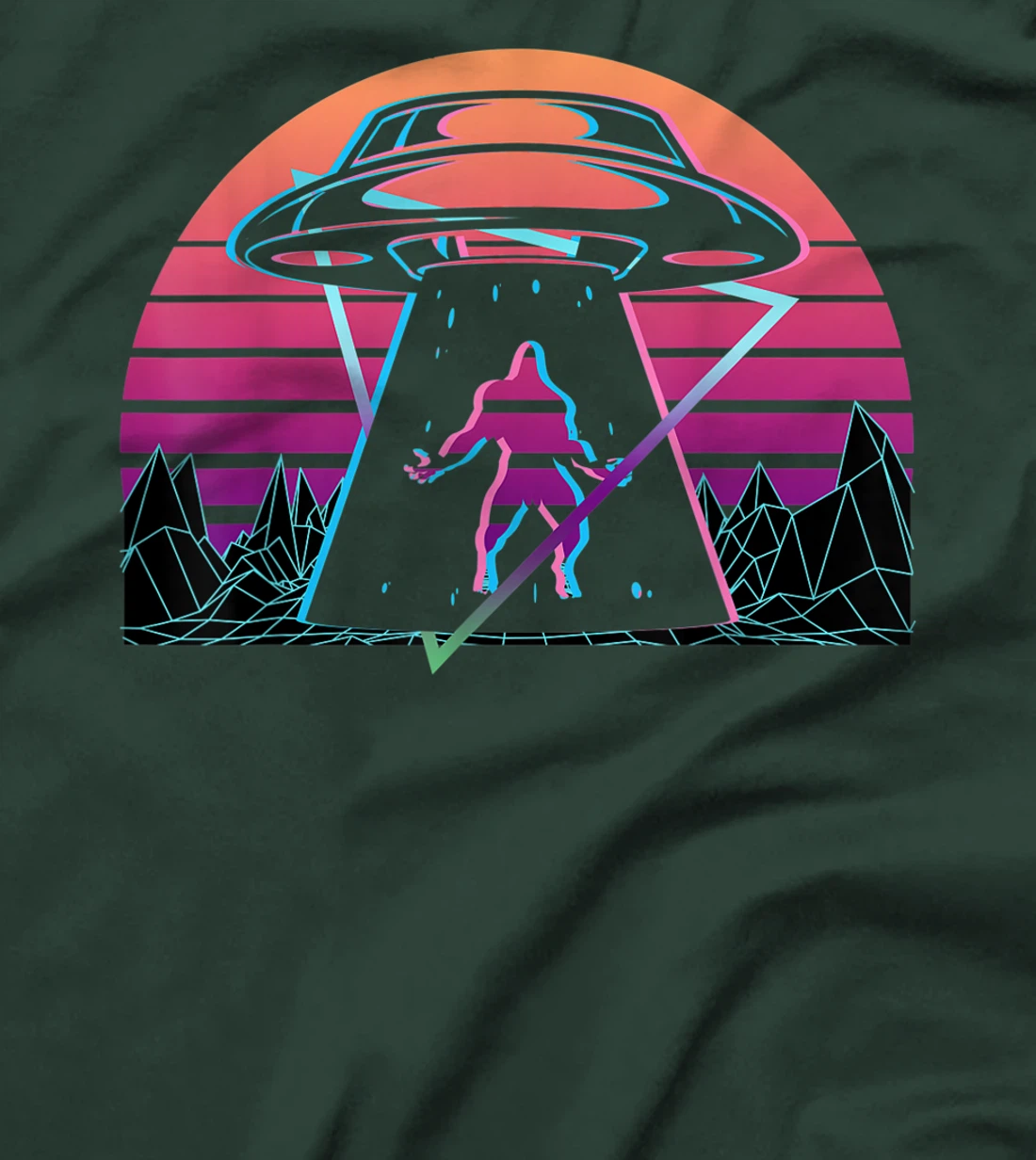 Bigfoot UFO Alien Abduction Retro T-Shirt, Women T-Shirt