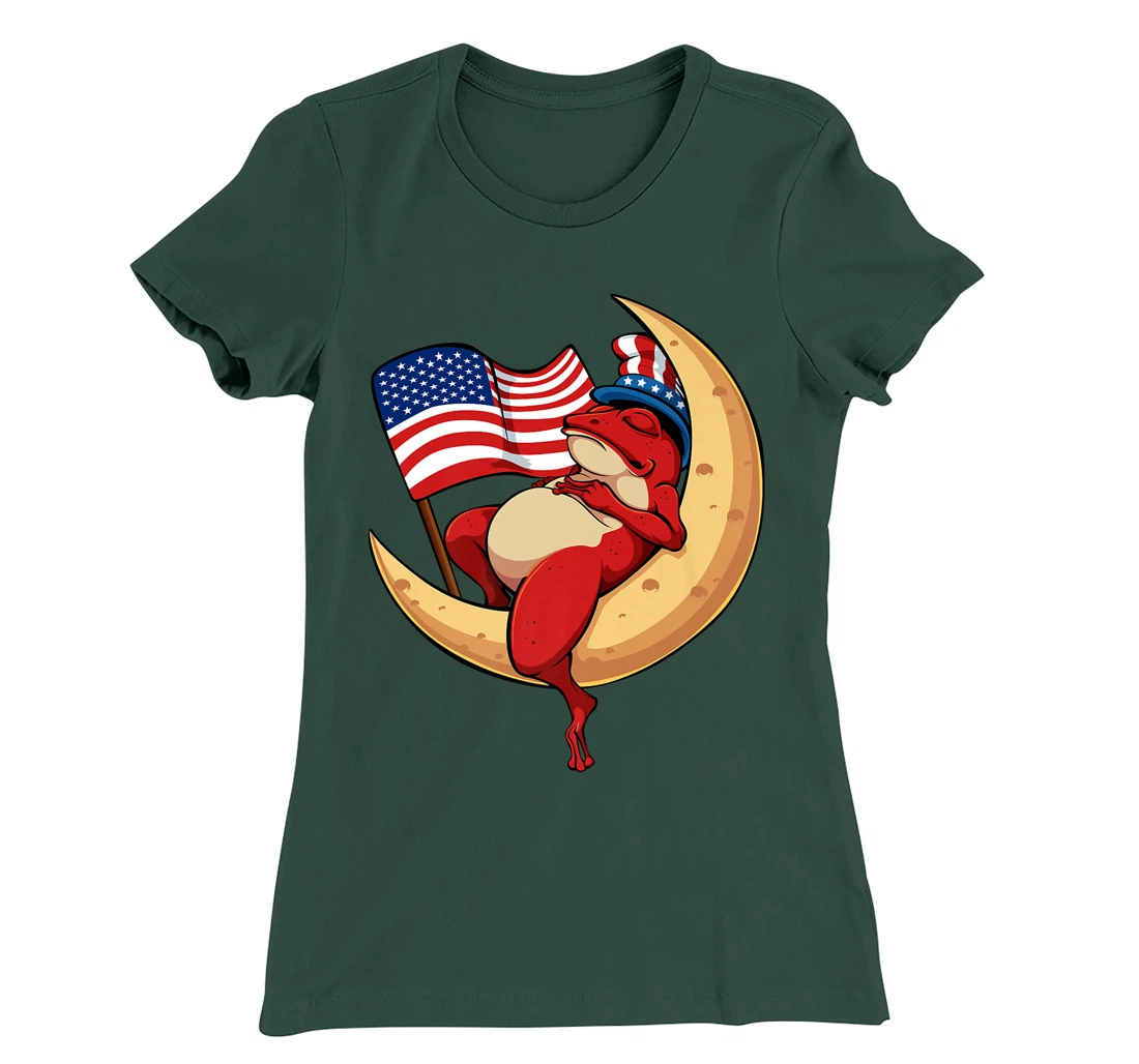 Patriotic Frog 4th Of July Cute Animal USA American Flag Hat T-Shirt, Kid T-Shirt and Women T-Shirt