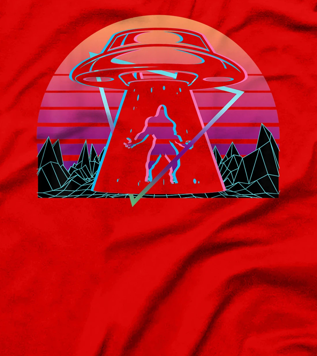 Bigfoot UFO Alien Abduction Retro T-Shirt, Women T-Shirt
