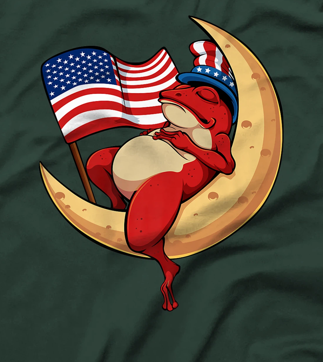 Patriotic Frog 4th Of July Cute Animal USA American Flag Hat T-Shirt, Kid T-Shirt and Women T-Shirt